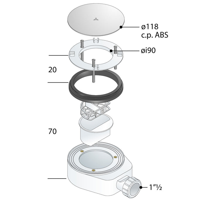 PILETTA DOCCIA SIFONATA ALOHA Ø90 1"1/2