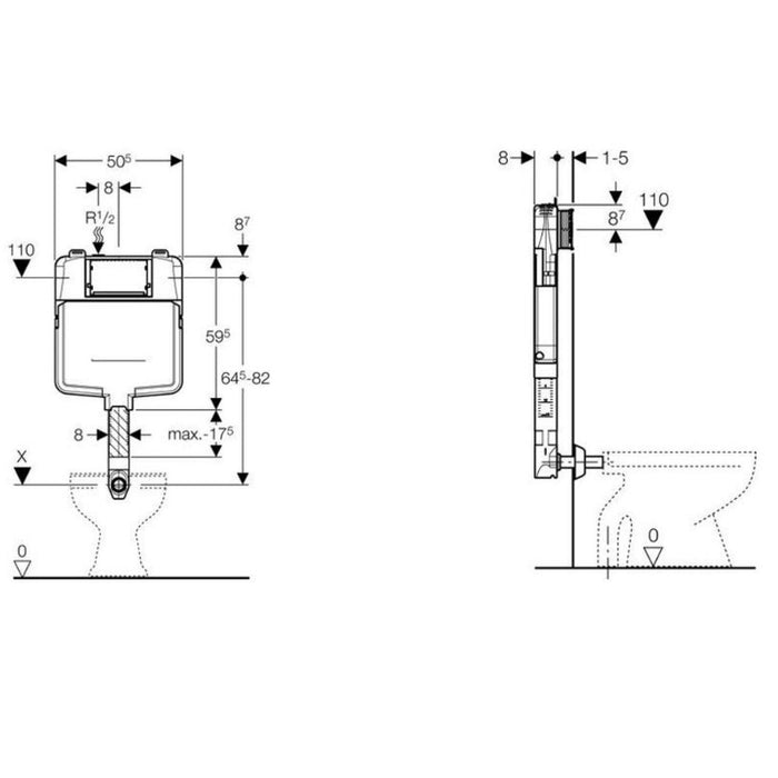 GEBERIT CASSETTA SCARICO SIGMA 8 LT10 109.790.00.1