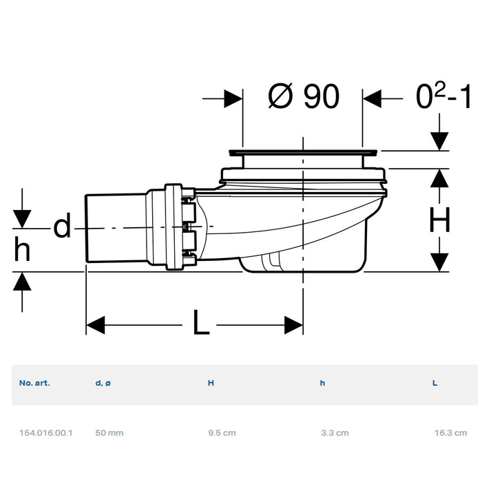 GEBERIT PILETTA PIATTO DOCCIA D90 h7,8 150.552.21.1