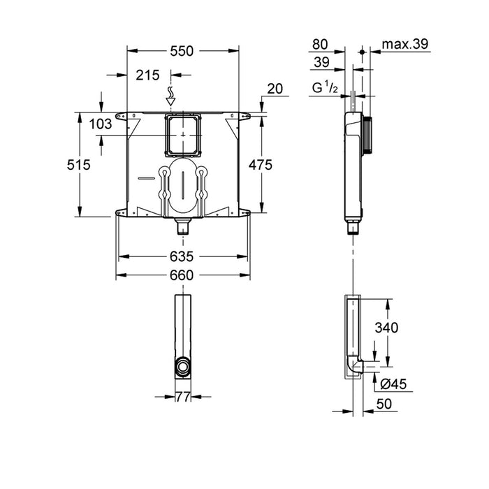 CASSETTA INCASSO WC GROHE DOPPIO SCARICO