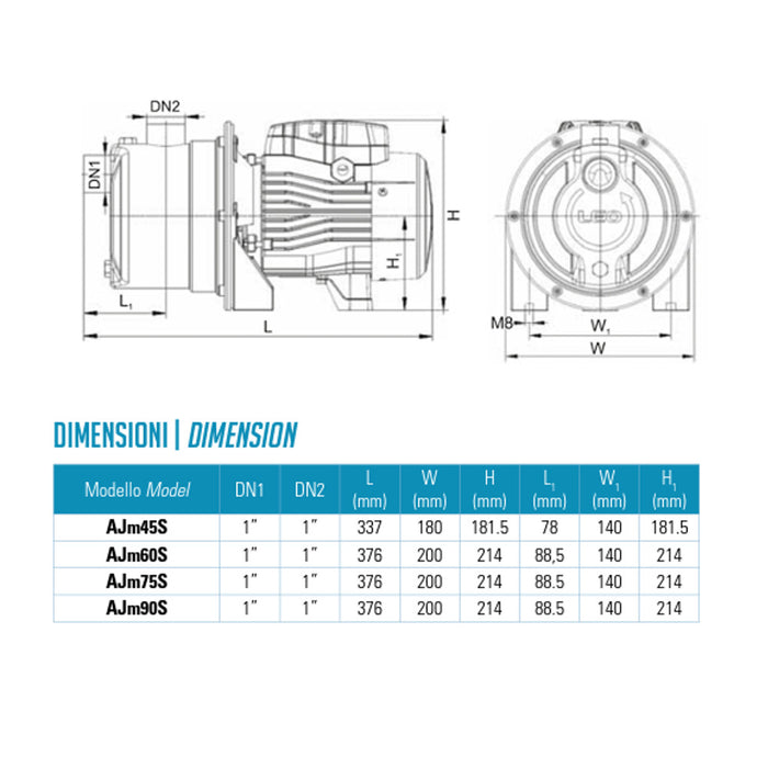 ELETTROPOMPA AUTODESCANTE LEO JET AJm60S INOX HP 0,80