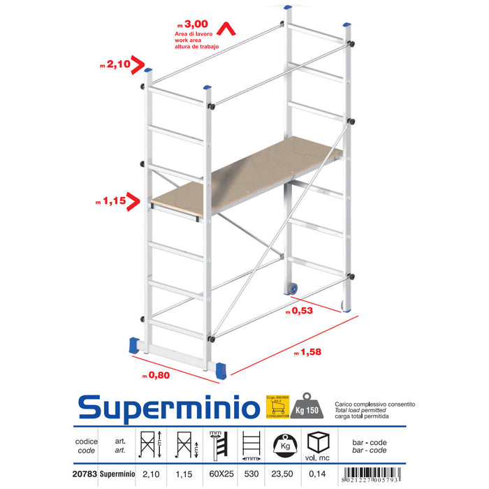 TRABATTELLO SUPERMINIO H210 PORTATA 120KG