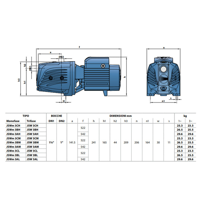 POMPA PEDROLLO AUTODESCANTE HP 2 JSWM3BM GIRANTE INOX