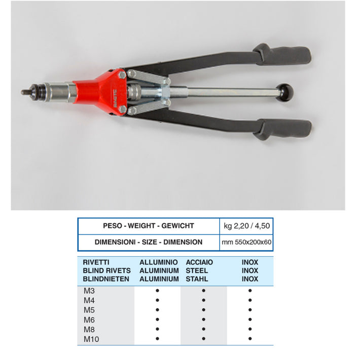 RIVETTATRICE INSERTI FILETTATI NX65 M3-M10