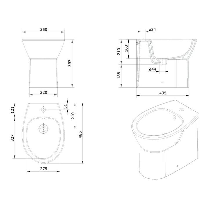 EASY COMPACT BIDET FILO MURO