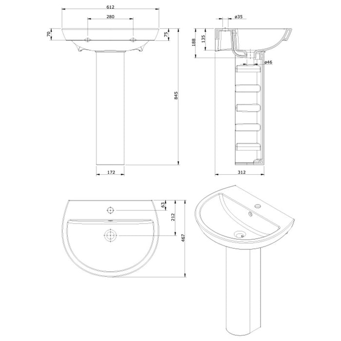 EASY COMPACT LAVABO 60cm