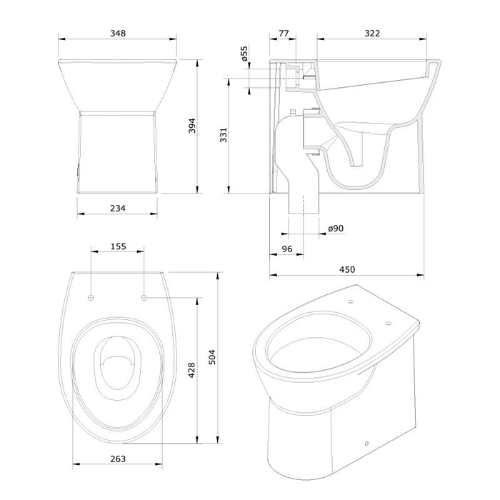 EASY COMPACT VASO WC FILO MURO S/PAVIMENTO