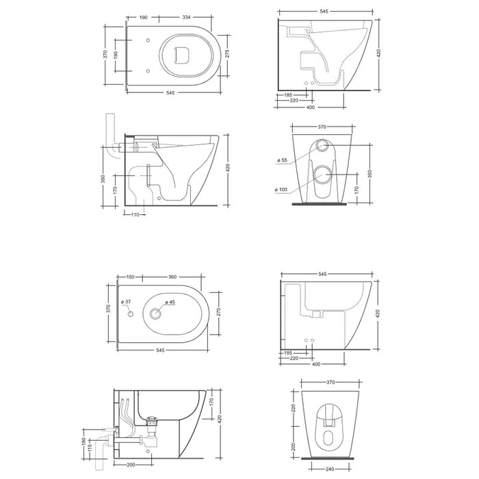 QUID RIMLESS INNOVA SERIE VASO+BIDET+SEDILE