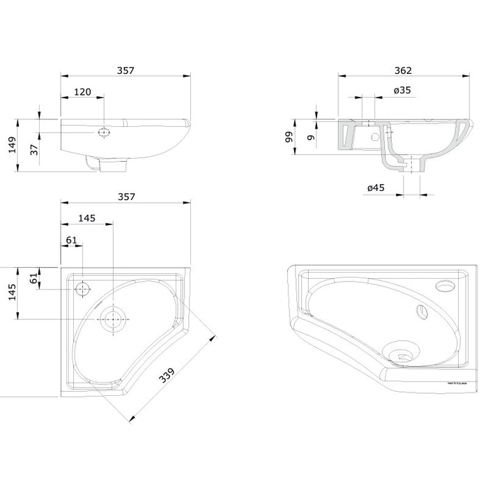 SADO LAVABO ANGOLARE 36X36