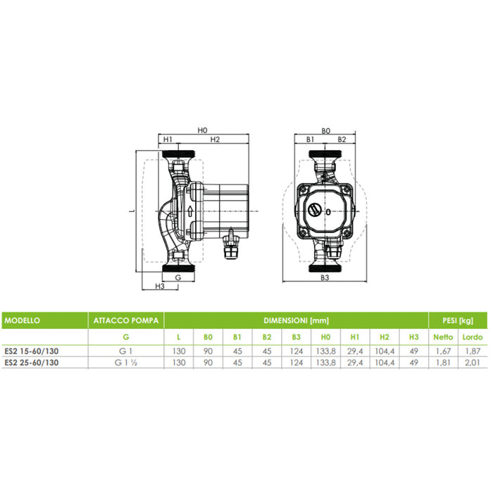 CIRCOLATORE INVERTER ASKOLL TACO ES2 15-60/130