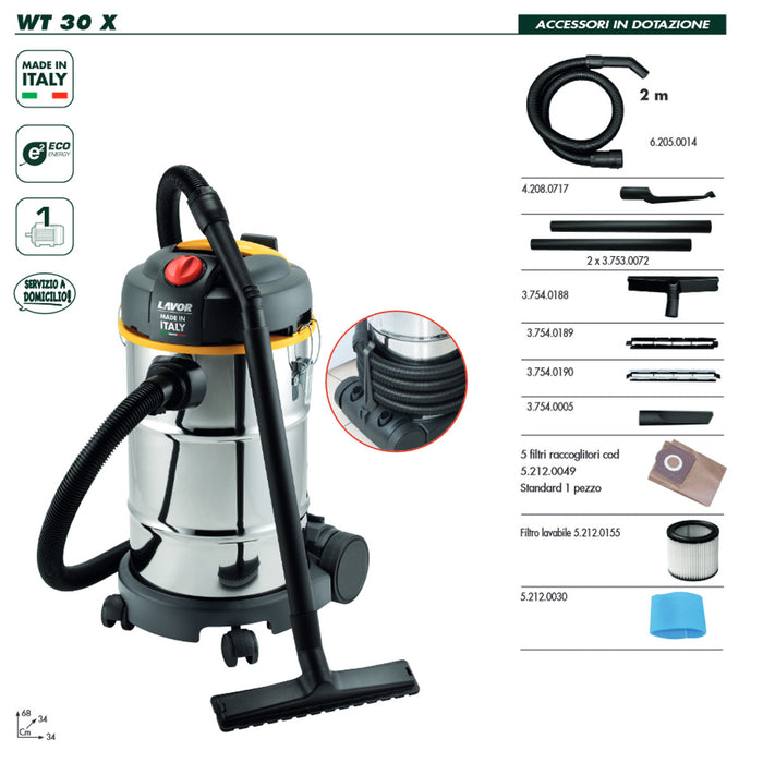 ASPIRAPOLVERE LAVOR WT30 E WET/DRY 800W